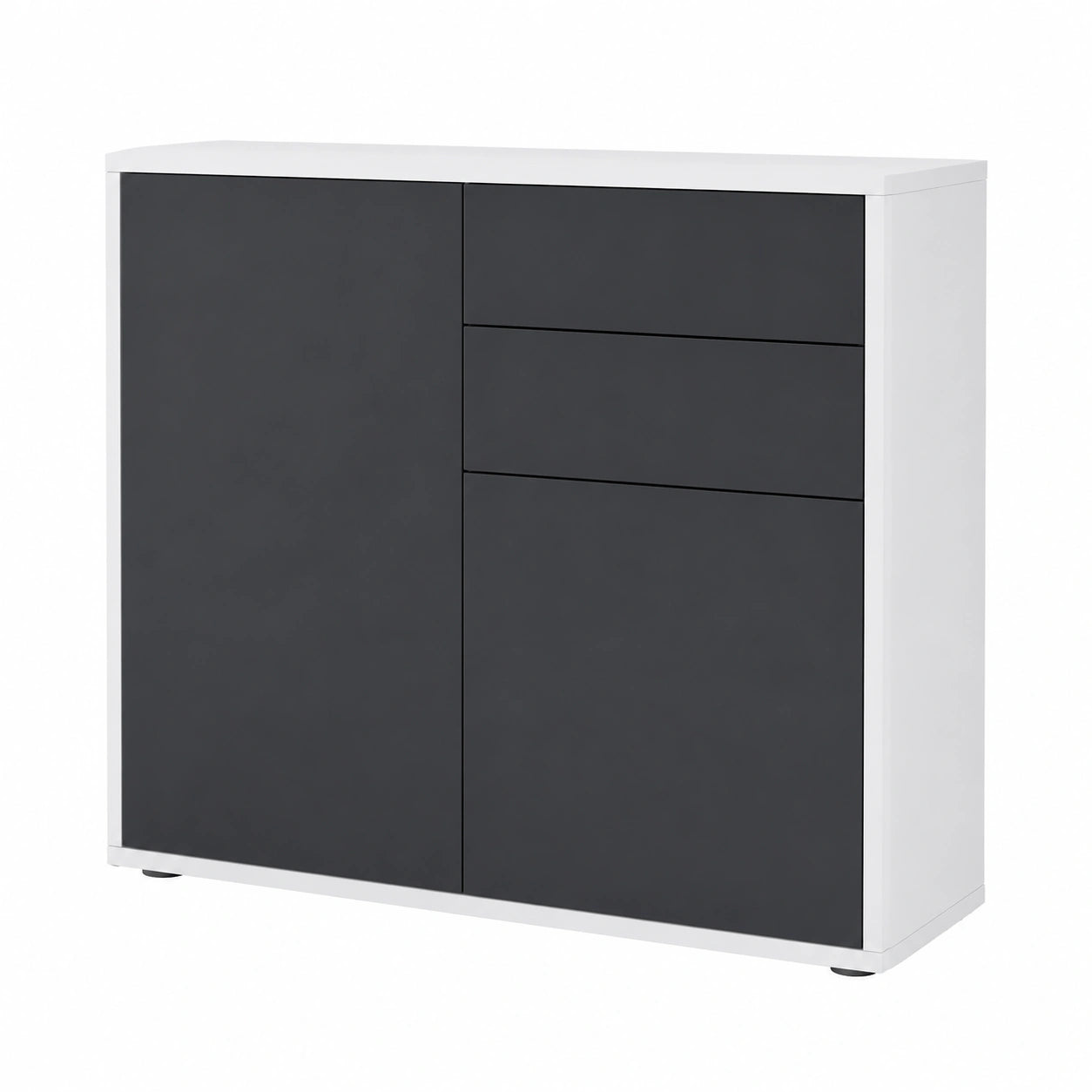 Commode, avec tiroirs, avec portes, coloris noir et blanc, 79 x 74 x 36 cm, pour la chambre ou le salon