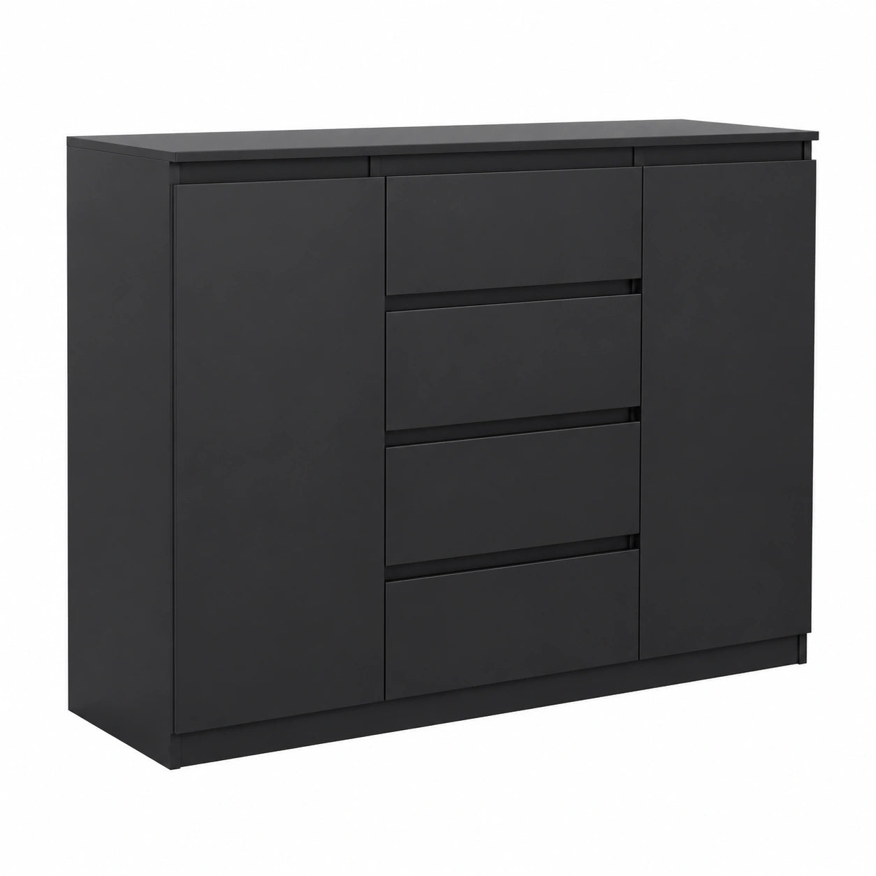 Commode, avec tiroirs, avec portes, coloris noir, pour la chambre ou le salon