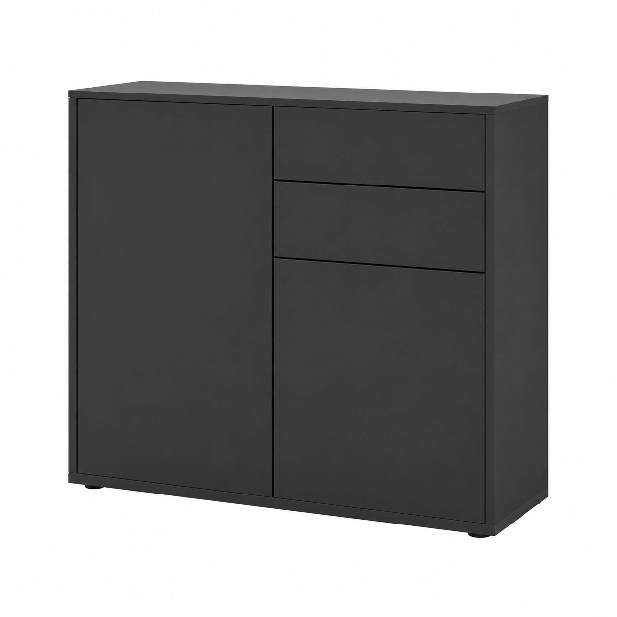 Commode, avec tiroirs, avec portes, coloris noir, 79 x 74 x 36 cm, pour la chambre ou le salon