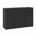 Commode, avec tiroirs, avec portes, coloris noir, 117 x 74 x 36 cm, pour la chambre ou le salon