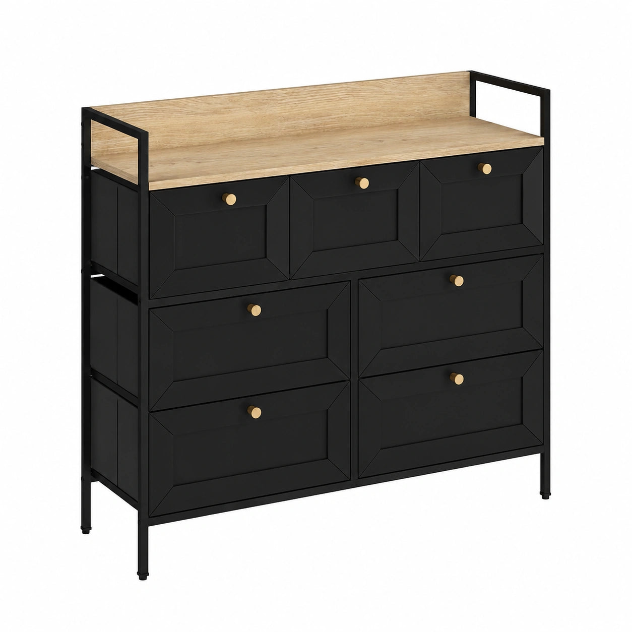 Commode, avec rangement, avec tiroirs, coloris noir, 98 x 85 cm, pour la chambre ou le salon