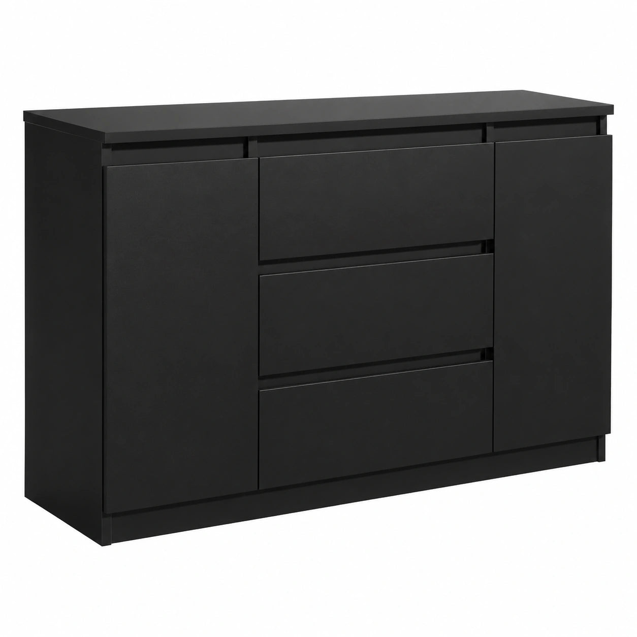 Commode, avec rangement, avec tiroirs, avec portes, 140 x 78,2 x 39 cm, coloris noir, pour la chambre ou le salon