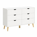 Armoire, avec rangement, avec tiroirs, en bois massif, 120 x 40 x 76 cm, coloris blanc, pour la chambre