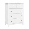 Commode, avec rangement, avec tiroirs, coloris blanc, 75,5 x 39,5 x 94,5 cm, pour la chambre ou le salon