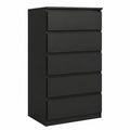 Commode, avec rangement, avec tiroirs, coloris noir, 70 x 124,5 x 39 cm, pour la chambre ou le salon