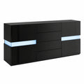 Commode, coloris noir, 177 x 75 x 39 cm, pour la chambre ou le salon