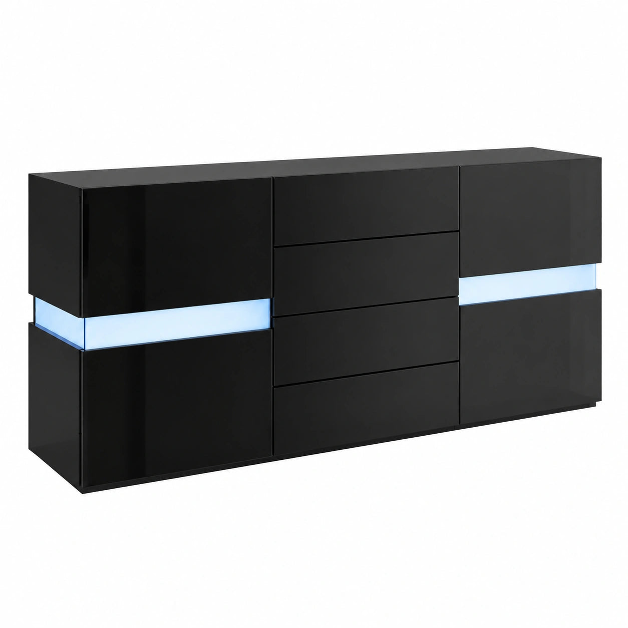 Commode, coloris noir, 177 x 75 x 39 cm, pour la chambre ou le salon
