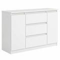 Commode, avec rangement, avec tiroirs, avec portes, coloris blanc, 120,4 x 78,2 x 39 cm, pour la chambre ou le salon
