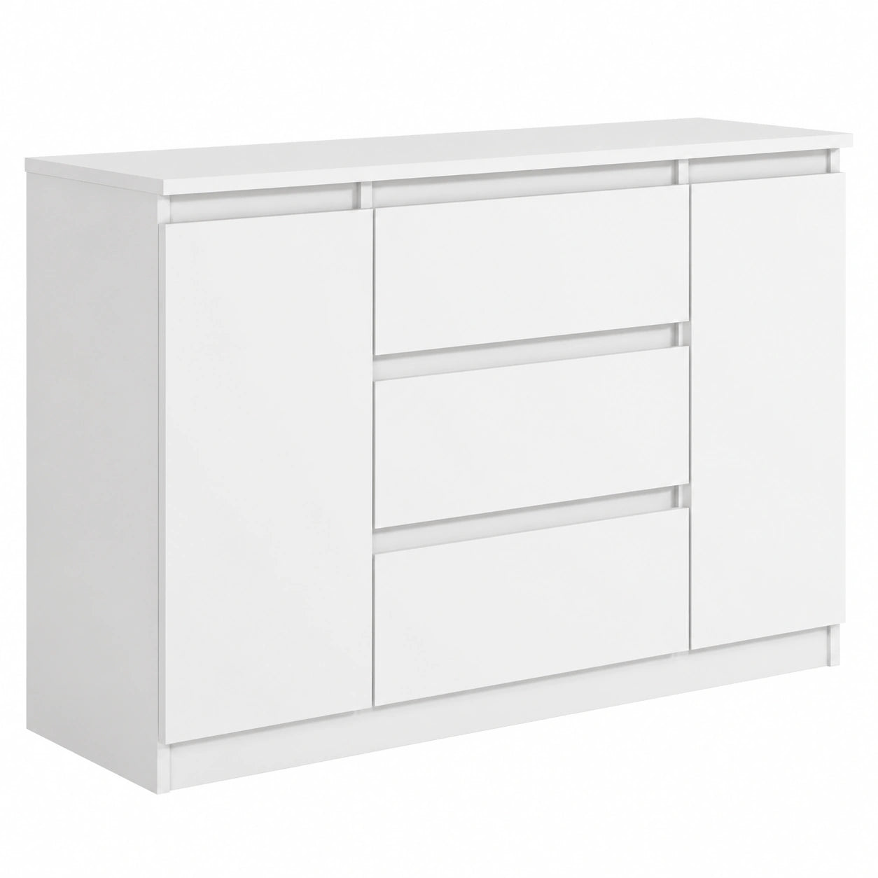 Commode, avec rangement, avec tiroirs, avec portes, coloris blanc, 120,4 x 78,2 x 39 cm, pour la chambre ou le salon
