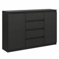 Commode, avec rangement, avec tiroirs, avec portes, coloris noir, 120 x 101,5 x 39 cm, pour la chambre ou le salon
