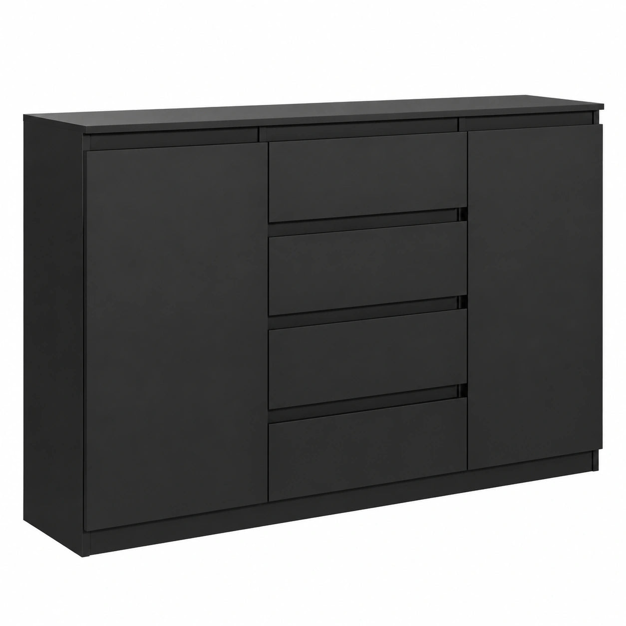 Commode, avec rangement, avec tiroirs, avec portes, coloris noir, 120 x 101,5 x 39 cm, pour la chambre ou le salon