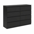 Commode, avec rangement, avec tiroirs, coloris noir, 138,5 x 101,5 x 39 cm, pour la chambre ou le salon