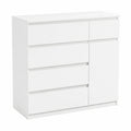 Commode, avec tiroirs, coloris blanc, 90 x 40 x 80 cm, pour la chambre ou le salon