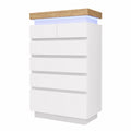 Armoire, avec tiroirs, avec éclairage LED, coloris blanc, pour la chambre