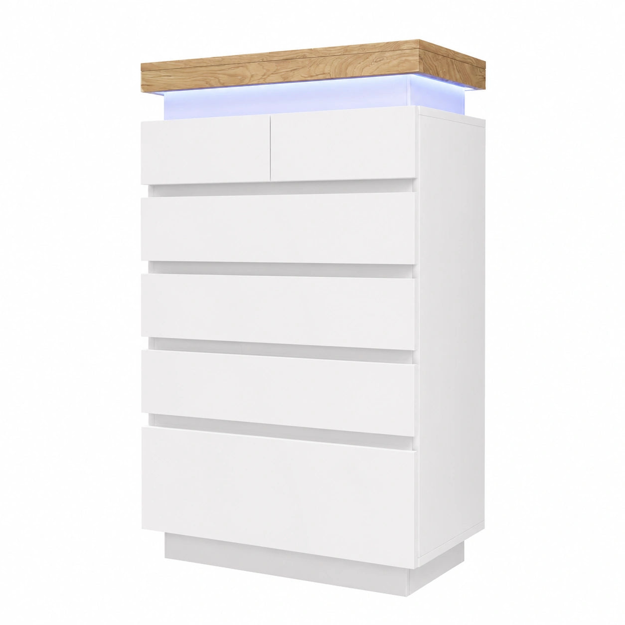 Armoire, avec tiroirs, avec éclairage LED, coloris blanc, pour la chambre