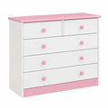 Commode, avec rangement, avec tiroirs, coloris blanc et rose, pour la chambre ou le salon