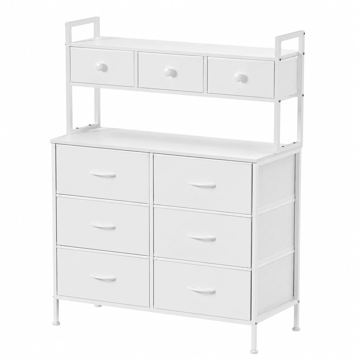 Commode, avec rangement, avec tiroirs, en métal, coloris blanc, pour la chambre ou le salon