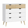 Commode, avec rangement, avec tiroirs, en chêne, 99 x 39 x 101 cm, coloris blanc, pour la chambre ou le salon