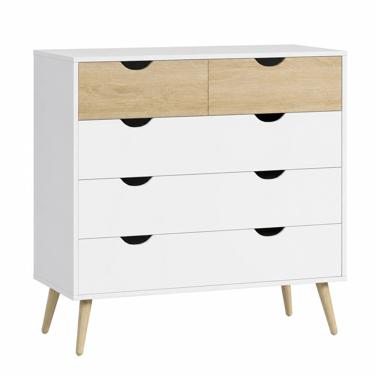 Commode, avec rangement, avec tiroirs, en chêne, 99 x 39 x 101 cm, coloris blanc, pour la chambre ou le salon