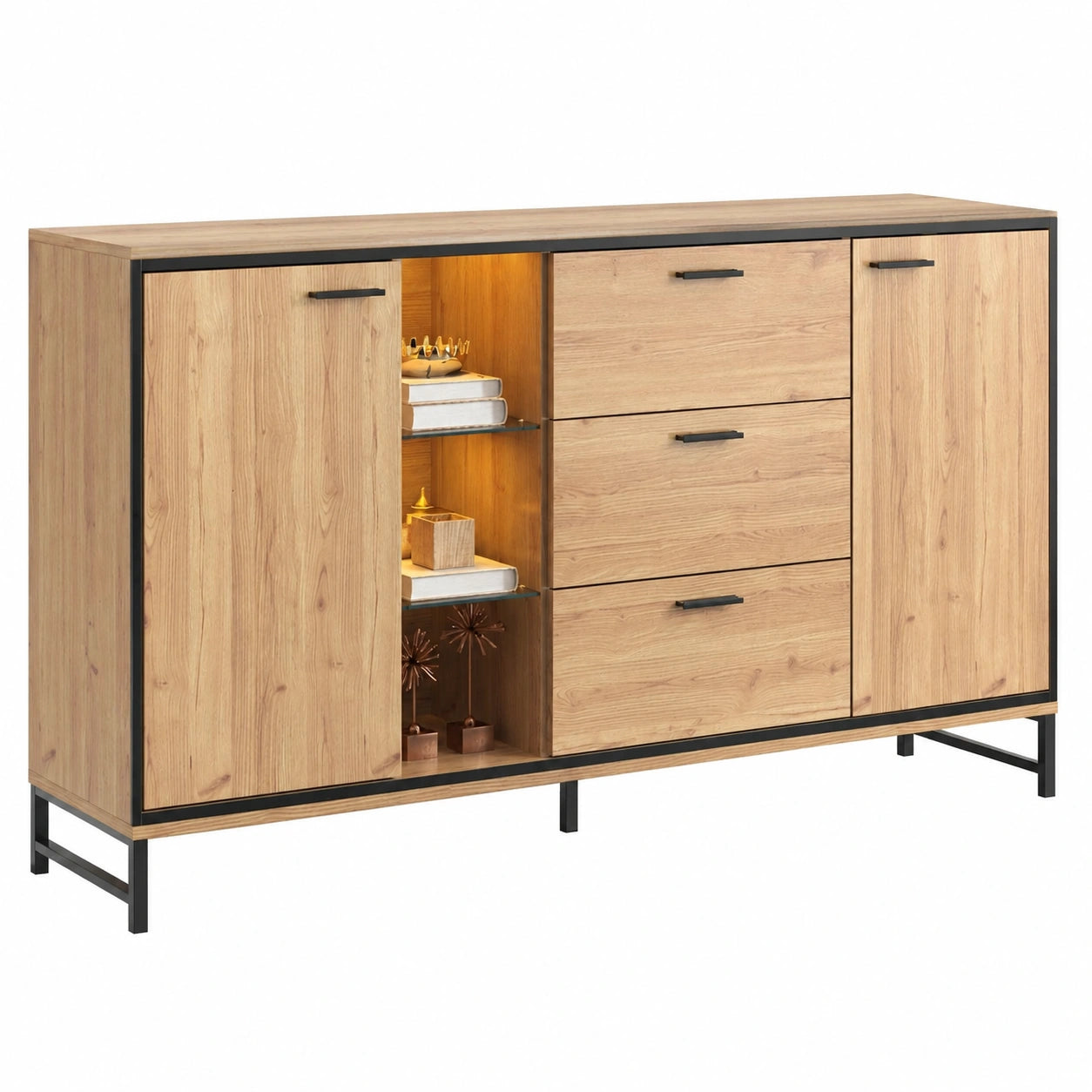 Commode, avec tiroirs, avec portes, coloris naturel, pour la chambre ou le salon